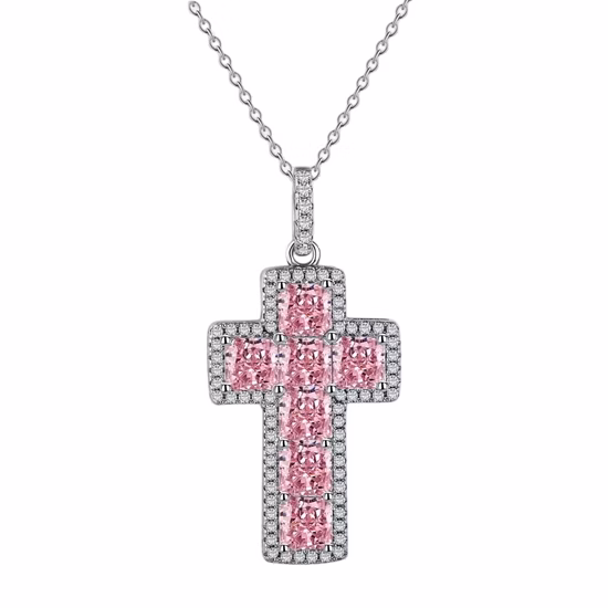 Design Simple joli plaqué or mode argent bijoux croix ovale pendentif collier