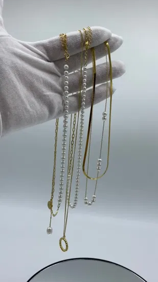 Collier ras du cou en perles baroques européennes plaqué or 18 carats, chaîne épaisse superposée, pièce de monnaie de la reine, pendentif en croix