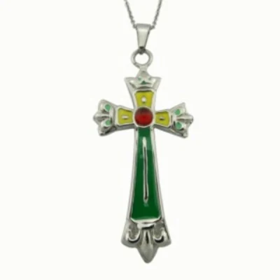 Grand collier de croix de pierres précieuses en émail à la mode