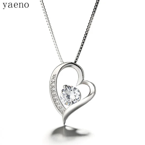 Yaeno Jewelry Factory Collier avec pendentif cœur ouvert en argent véritable 925